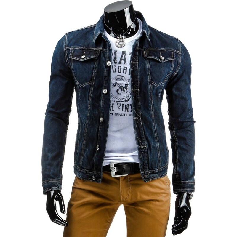 Coolbuddy Pánská džínová bunda se světlým prošíváním 5685