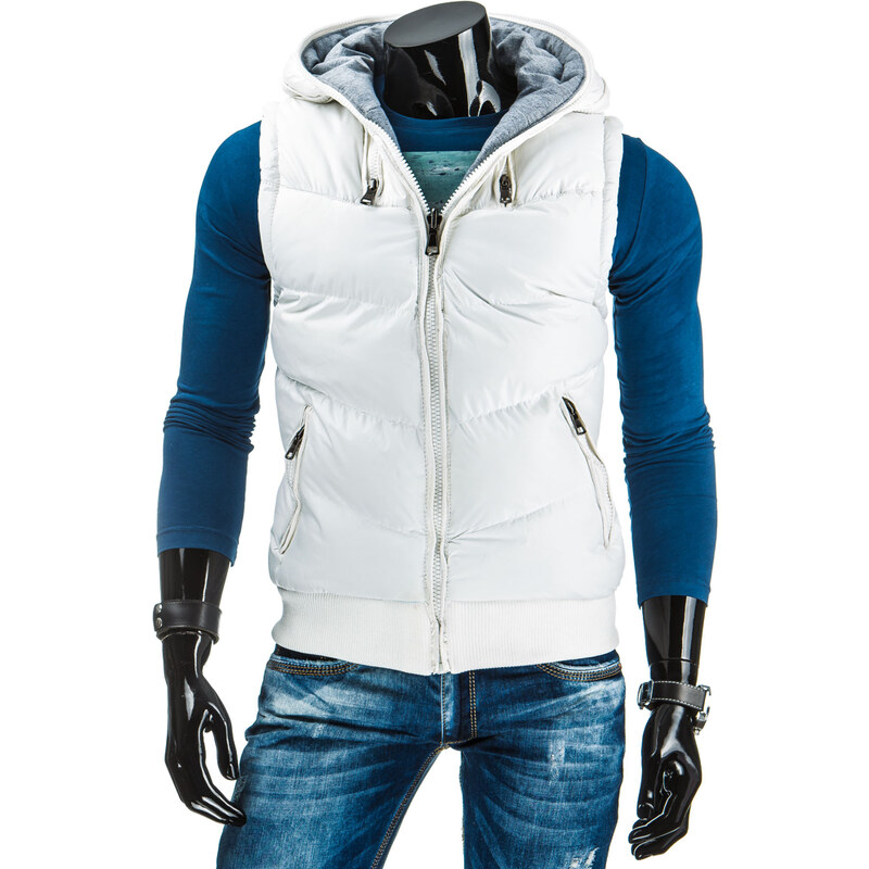 Coolbuddy Bílá oboustranná vesta s kapucí Drank 6034