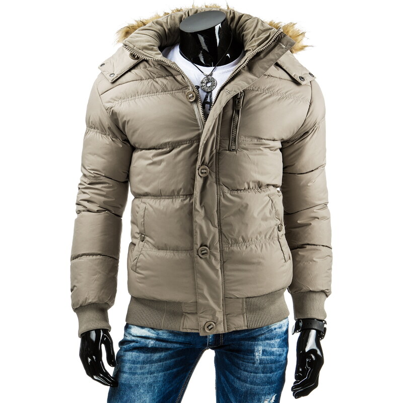 Coolbuddy Béžová pánská zimní bunda s kapucí 6667 Velikost: XXL
