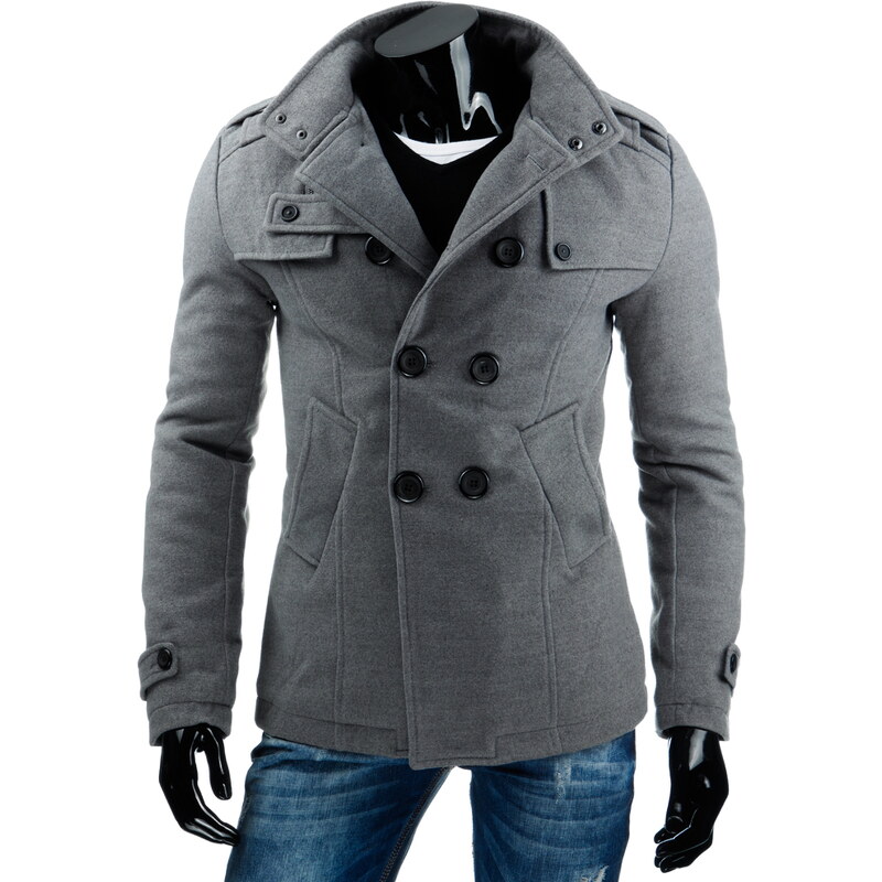 Coolbuddy Pánská šedý dvouřadý kabát Doky 6771 Velikost: XL