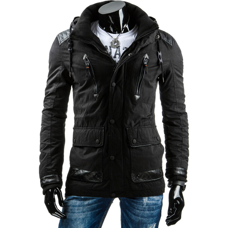 Coolbuddy Černá pánská zimní bunda s odepínací kapucí 6798