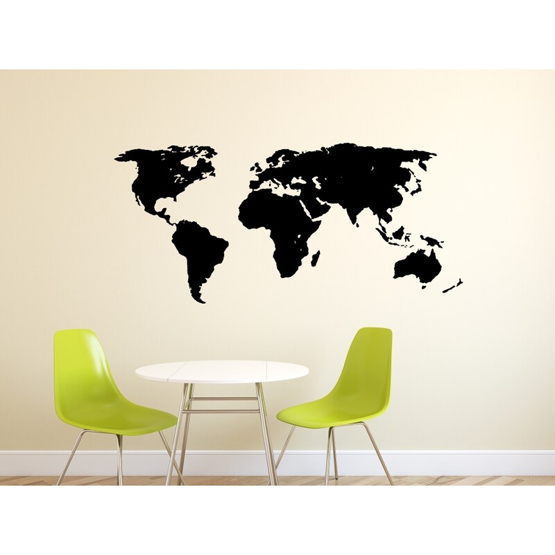 RAWE.CZ - Mapa světa - Samolepka na zeď - 109x50cm