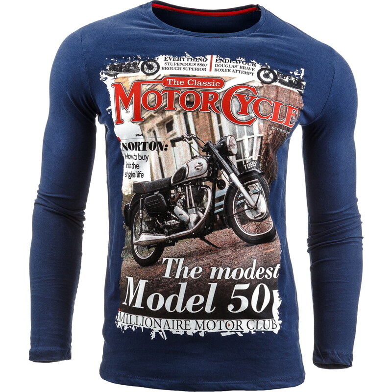Coolbuddy Pánské tričko s dlouhým rukávem a motocyklovým potiskem 7130