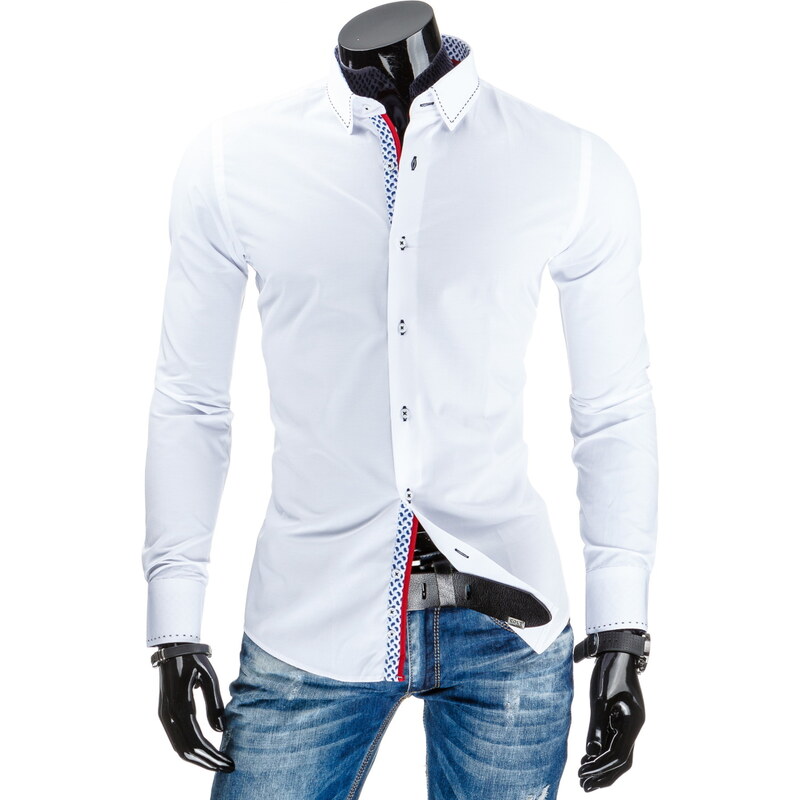 Coolbuddy Stylová bílá košile s dlouhým rukávem 7464