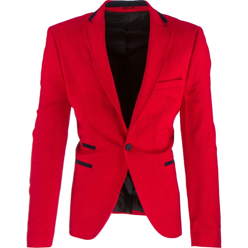 Coolbuddy Pánské červené sako s černým lemováním Red 8076 Velikost: 3XL
