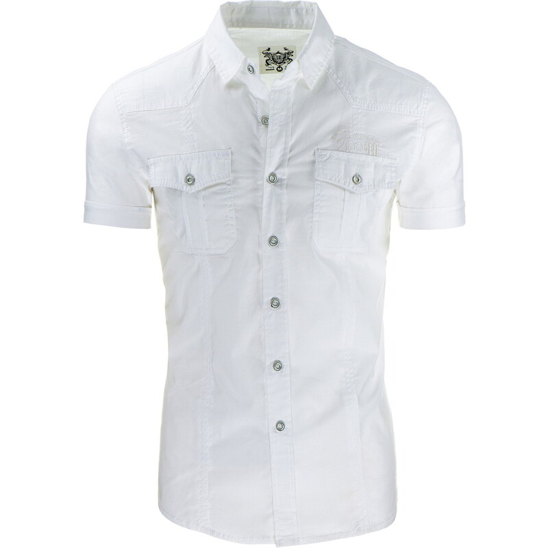 Coolbuddy Bílá pánská košile s krátkým rukávem slim-fit Justin 8218