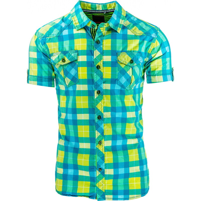 Coolbuddy Barevně sladěná pánská kostkovaná košile s krátkým rukávem Rek 8293