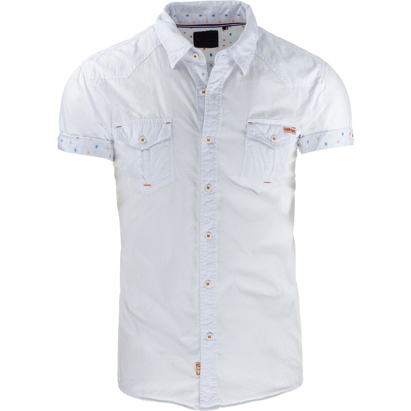 Coolbuddy Bílá pánská košile s krátkým rukávem slim-fit Eric 8294