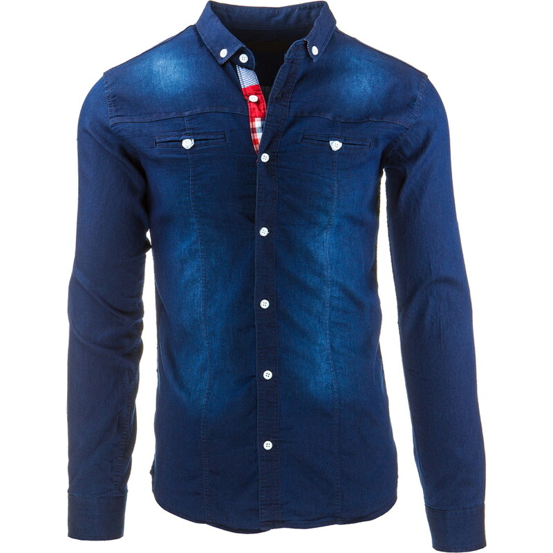 Coolbuddy Stylová pánská džínová košile s dlouhým rukávem Mod 8216
