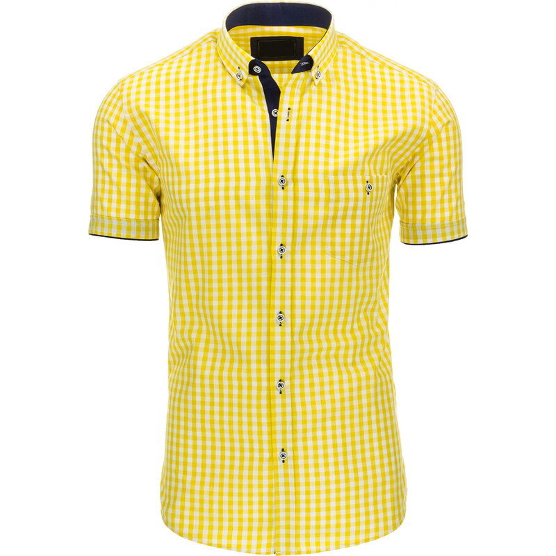 Coolbuddy Košile žlutá kostkovaná s kátkým rukávem Sofie 8408