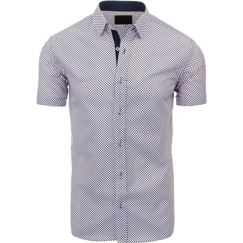 Coolbuddy Pánská modrá puntíkovaná košile s krátkým rukávem Bruno 8521