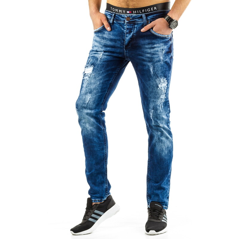 Coolbuddy Pánské tmavě modré džíny s oděrkami 8531