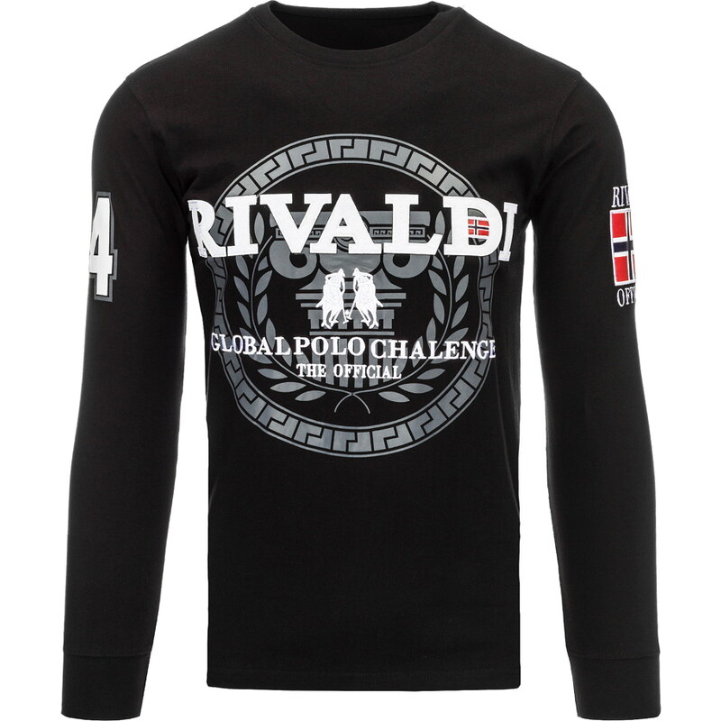 Coolbuddy Pánské černé tričko s výrazným potiskem Rivaldi 8527 Velikost: M