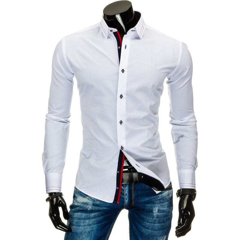 Coolbuddy Pánská bílá košile slim fit Elen 8563 Velikost: XXL