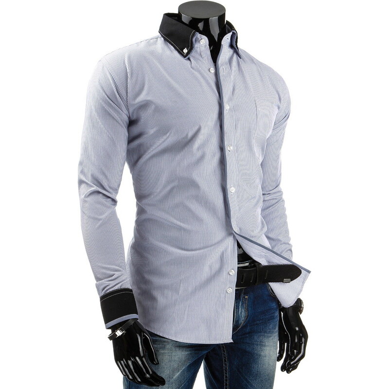 Coolbuddy Elegantní pruhovaná pánská košile s dlouhým rukávem 3902
