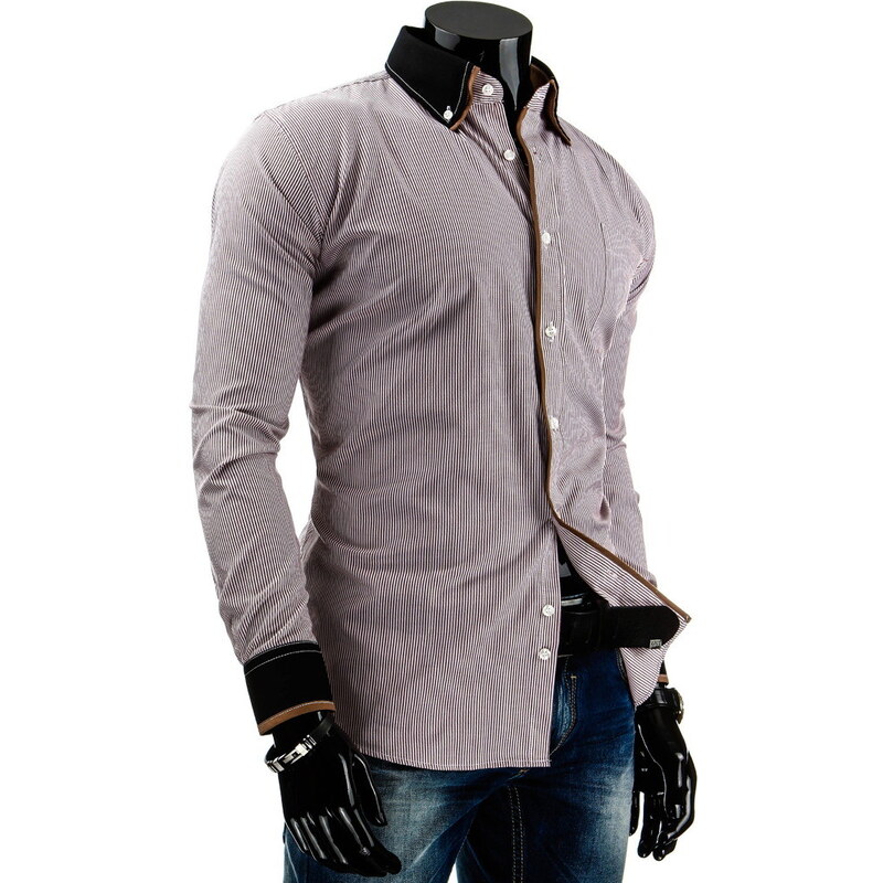 Coolbuddy Pánská pruhovaná košile s dlouhým rukávem 3898 Velikost: XL