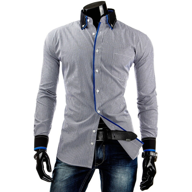 Coolbuddy Pánská pruhovaná košile s dlouhým rukávem 3901 Velikost: XL