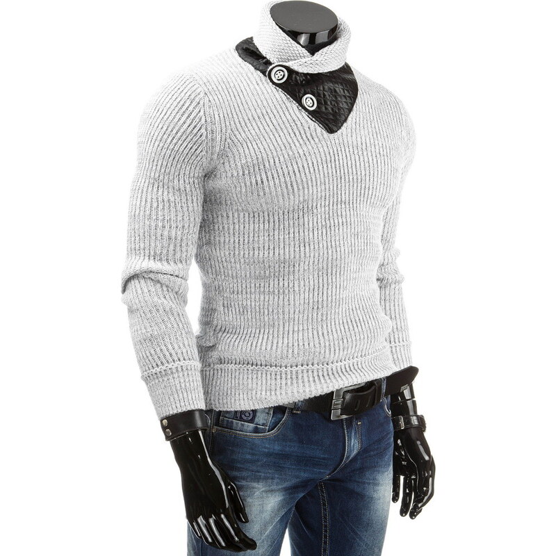 Coolbuddy Trendy bílý pánský svetr 4049
