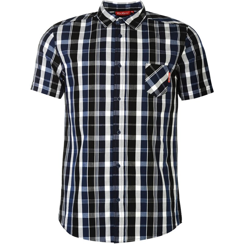 Kickers Short Sleeve Checked Shirt pánské Navy Check