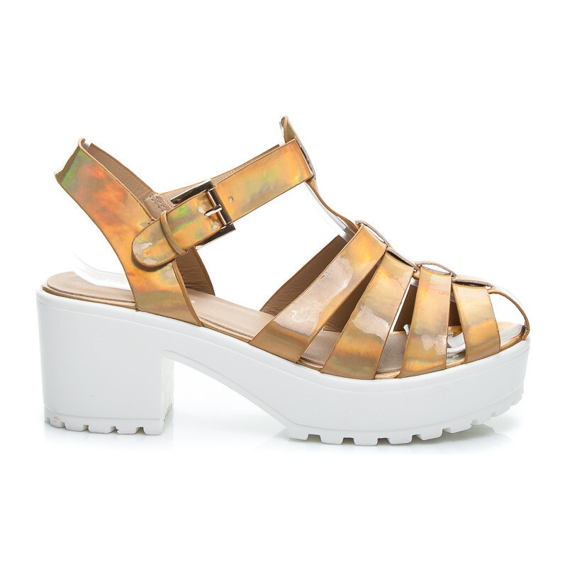 POTI PATI Unikátní zlaté dámské sandály na platformě