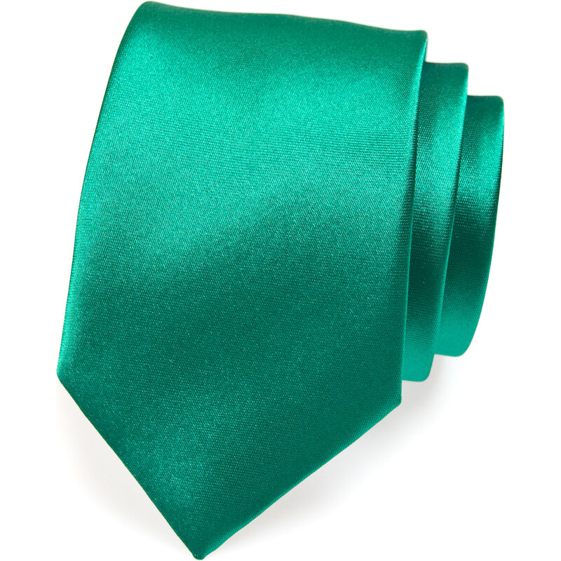 Avantgard Tmavě zelená jednobarevná lesklá kravata