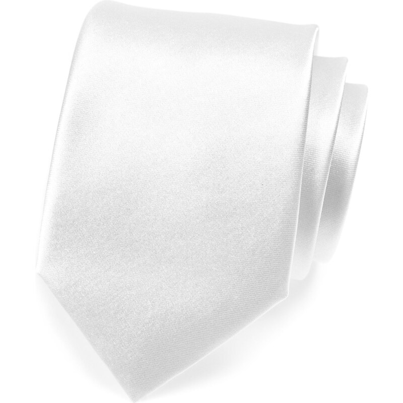 Avantgard Bílá jednobarevná lesklá kravata