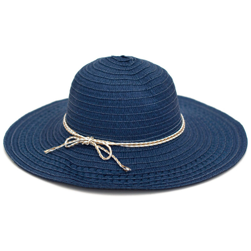 Art of Polo Dámský modrý letní klobouk se zlatou mašlí cz16109.4