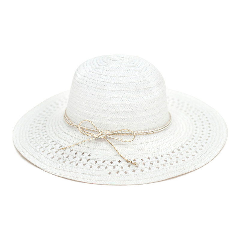 Art of Polo Dámský bílý letní klobouk se zlatou mašlí cz16109.1