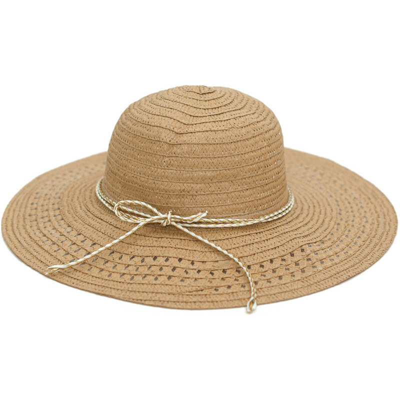 Art of Polo Dámský světlehnědý letní klobouk se zlatou mašlí cz16109.3