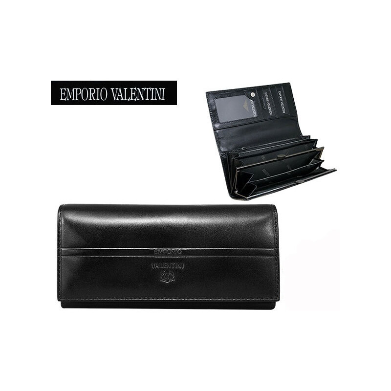 Černá kožená peněženka Emporio Valentini (série 563-PL11) odstíny barev: černá