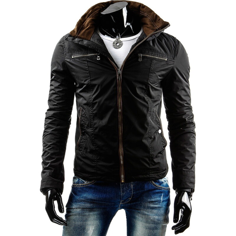 Pánská černá bunda - zimní (tx0678)