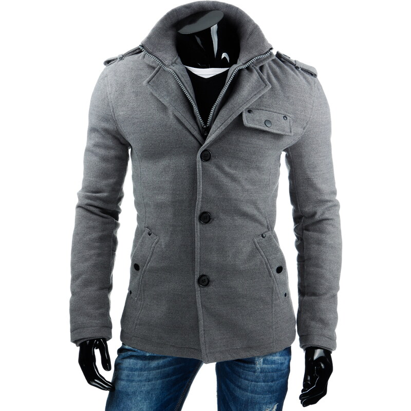 Pánský šedý kabát cx0309 xlline 7011