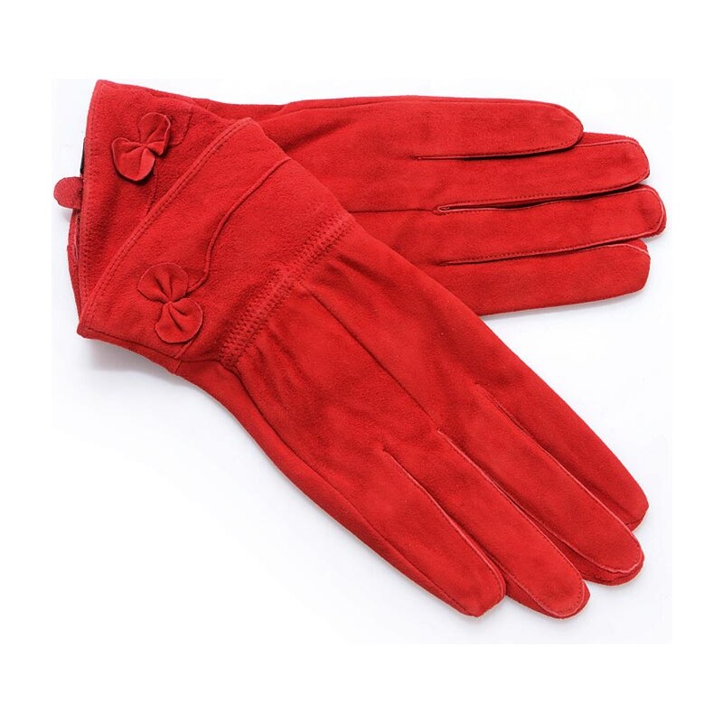 Dámské červené semišové rukavice FINLAND (r17dM)