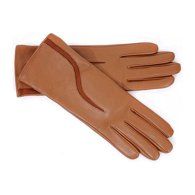 Dámské světle hnědé kožené rukavice LACRIMA (r5cS)