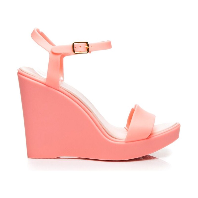 VICES Gumové růžové sandály na klínku