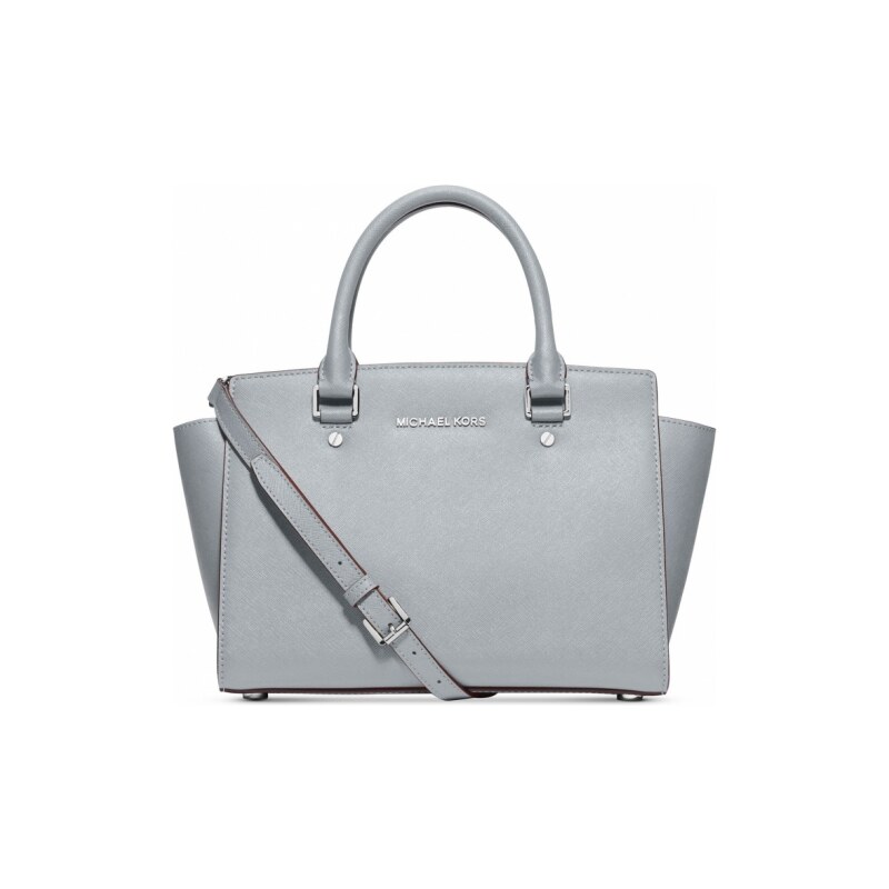 Kožená kabelka Michael Kors Selma Medium Satchel dusty blue