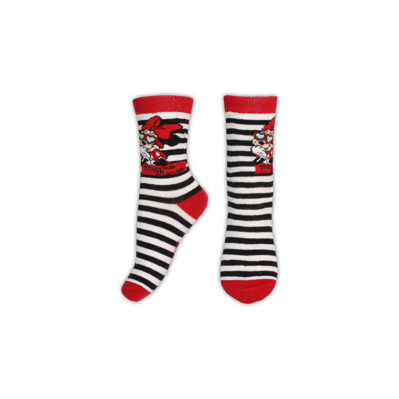 E plus M Dívčí pruhované ponožky Minnie - černo-bílé