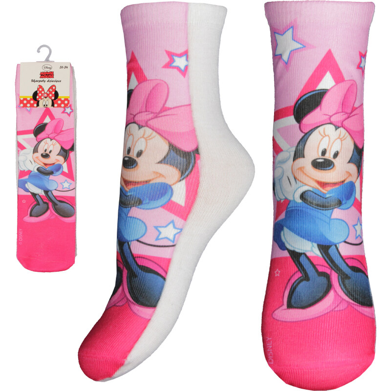E plus M Dívčí ponožky Minnie - růžovo-bílé