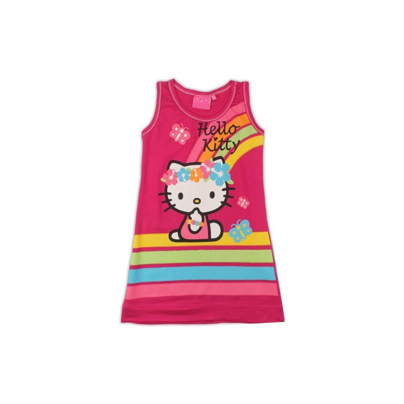 E plus M Dívčí šaty Hello Kitty s duhou - fuchsiové