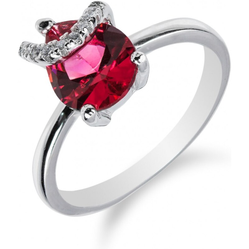 Meucci Elegantní stříbrný prsten s rubínem a zirkony