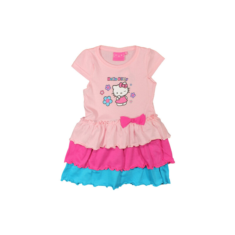 E plus M Dívčí šaty s volánky Hello Kitty - světle růžové