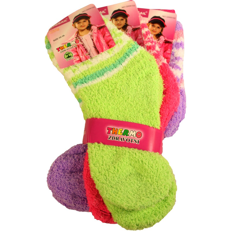 Pesail Dětské žinilkové ponožky 3 páry 31-34 MIX