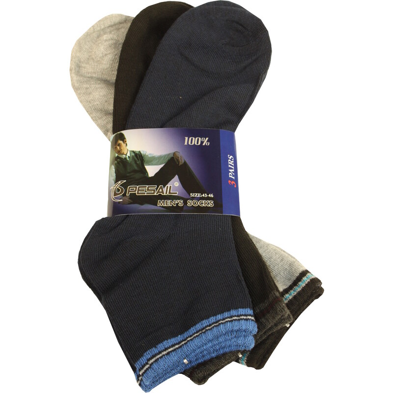 Pesail Nízké bavlněné ponožky pro muže 3 páry 40-43 MIX