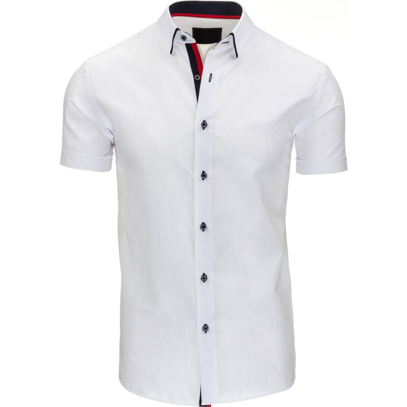 Coolbuddy Pánská bílá košile s krátkým rukávem slim fit 8791 Velikost: L