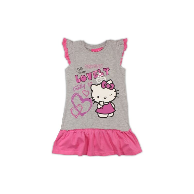 E plus M Dívčí šaty Hello Kitty - růžovo-šedé