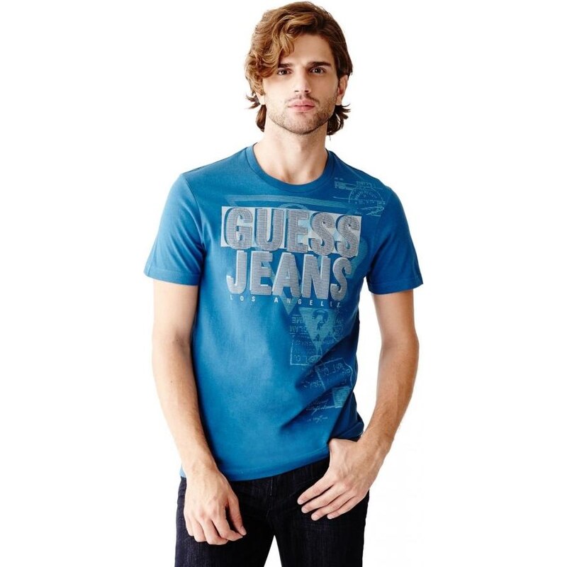 Guess Pánské triko EVERETT tričko s krátkým rukávem s logem - Wave vícebarevné