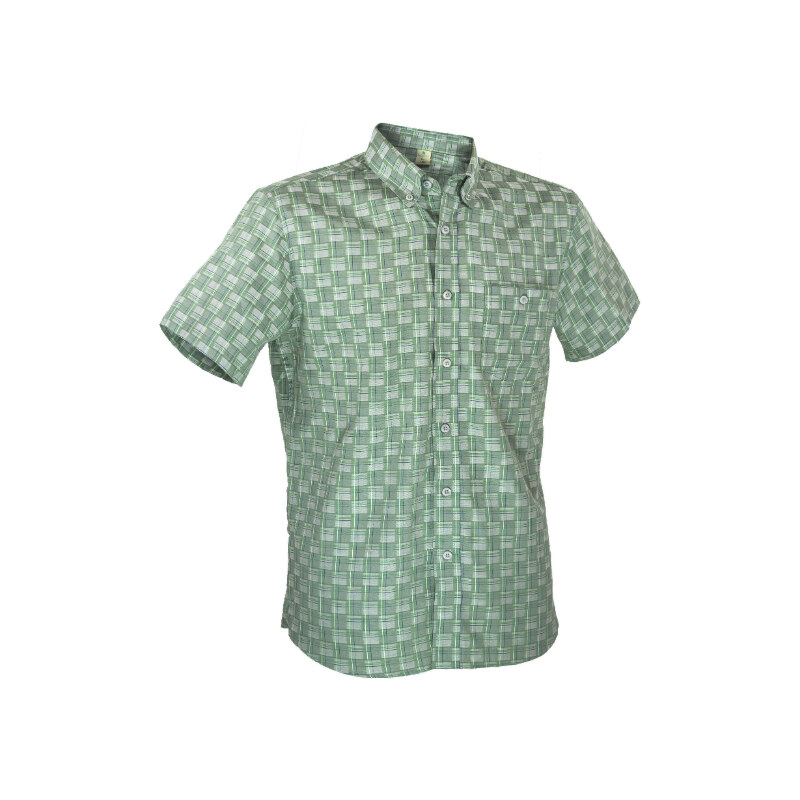 Košile Warmpeace Largo zelená kostka s šedou