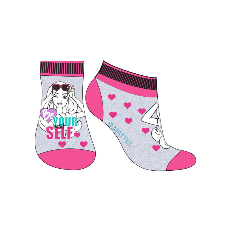E plus M Dívčí nízké ponožky Barbie - růžovo-šedé