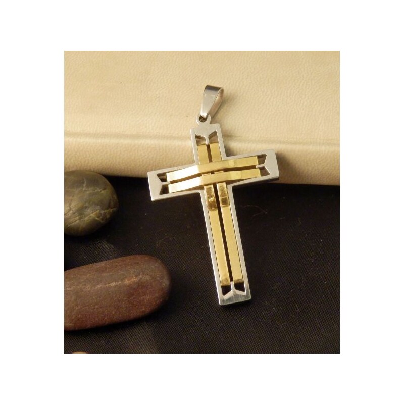 Impress Jewelry Přívěsek z chirurgické oceli - křížek Elisium