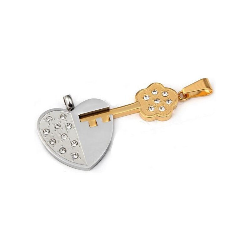 Impress Jewelry Ocelové přívěsky pro pár Srdce a klíč - zlatý